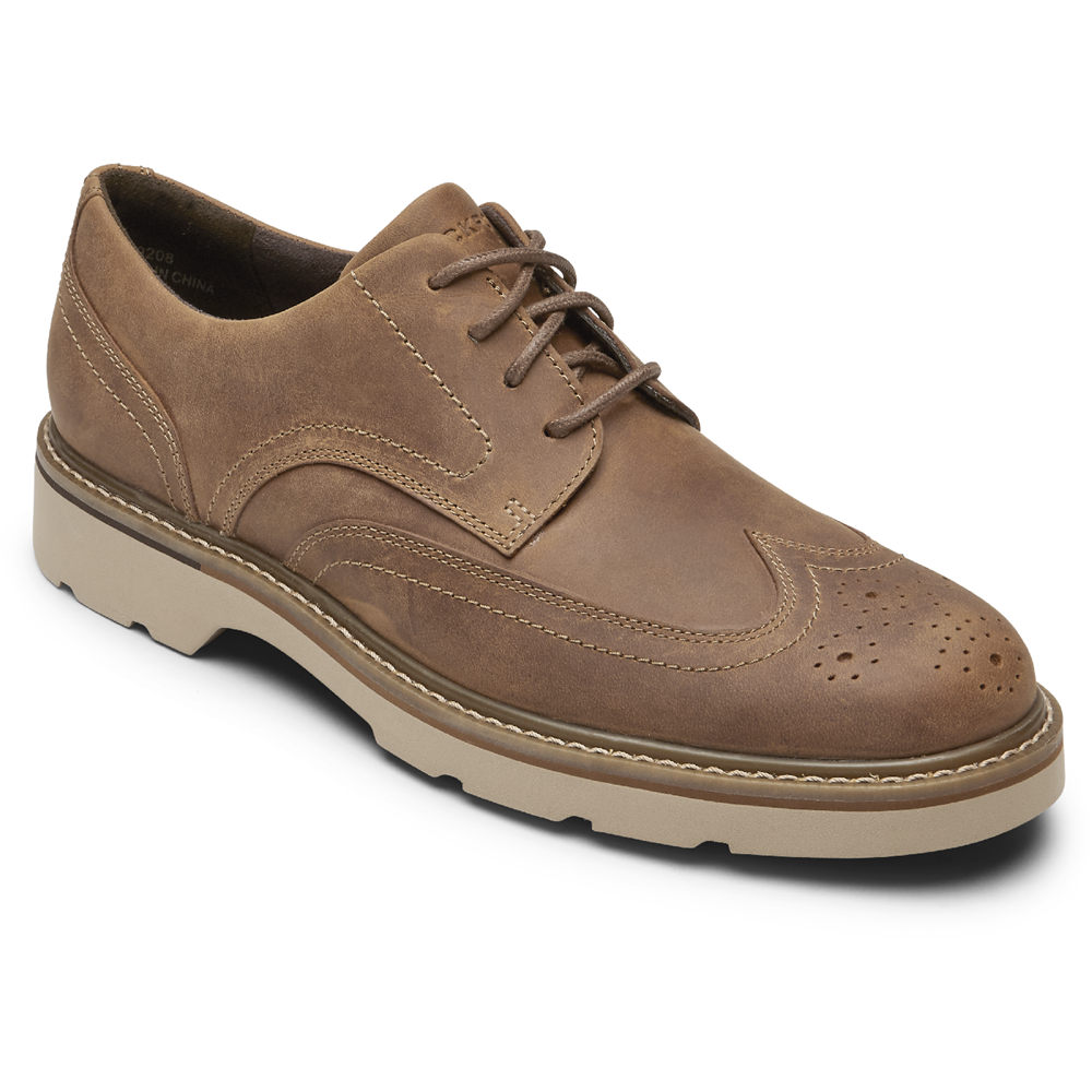 Tenis Rockport Homem Caqui - Charlee Waterproof Wingtip - 93125JYGM